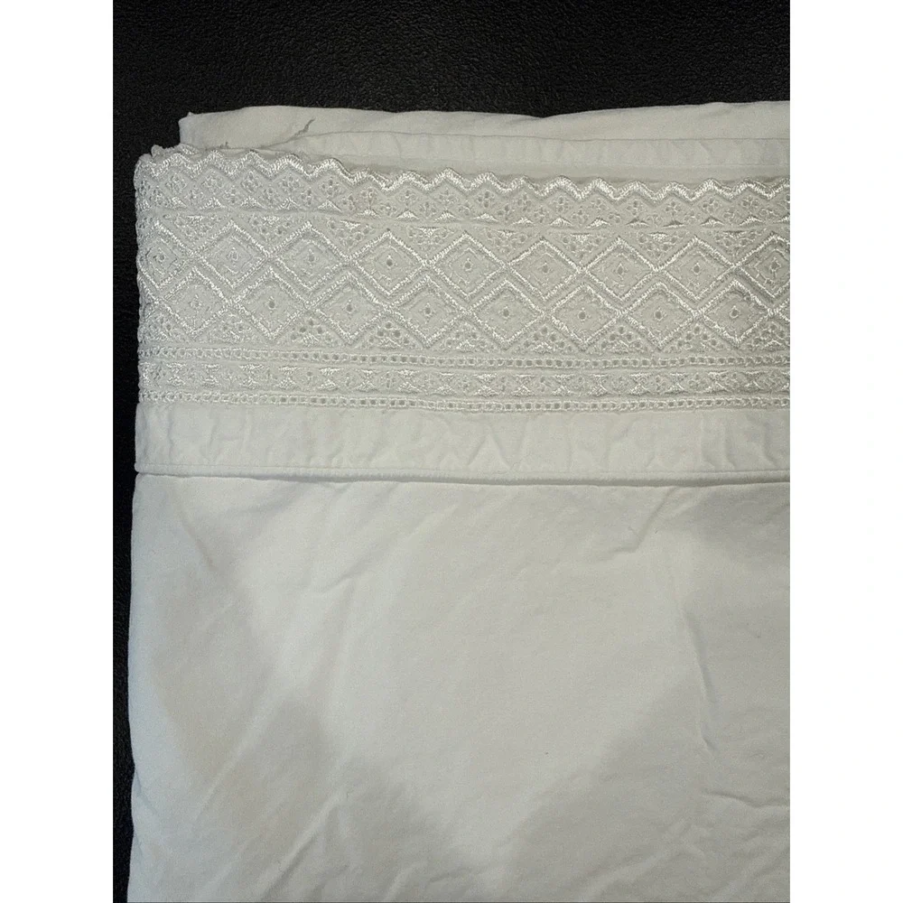 Queen Sheet White Lace Edge Top Estate Shabby Cottage B&B 100% Cotton Flat Only